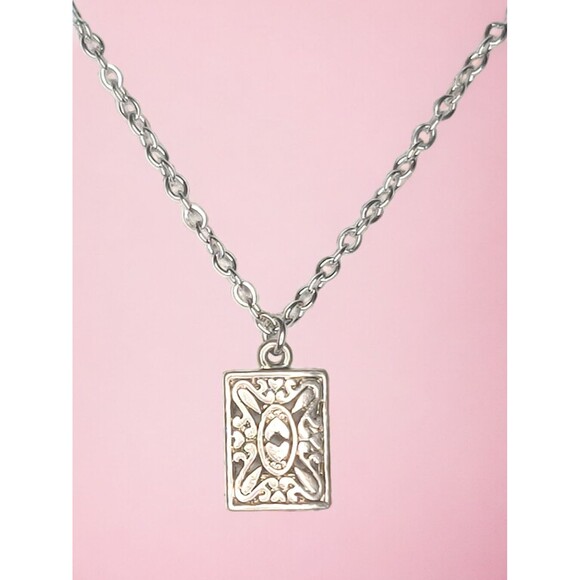 Premier Designs Cute Minimalist Pendant Charm Necklace Silver Tone 18" - Picture 1 of 3